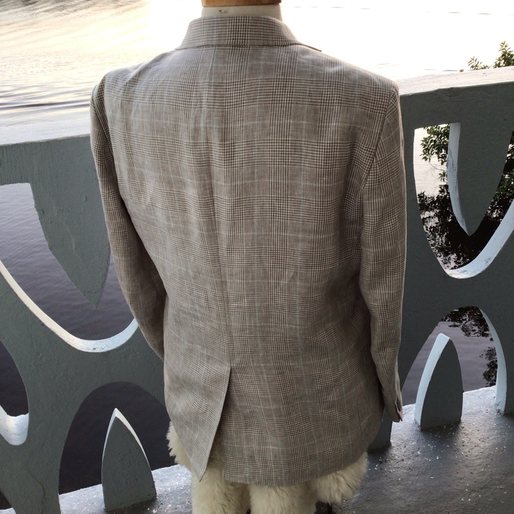 Ralph Lauren Black Label 100% Linen Blue and Gray Plaid 2 Button Blazer - Picture 6 of 16